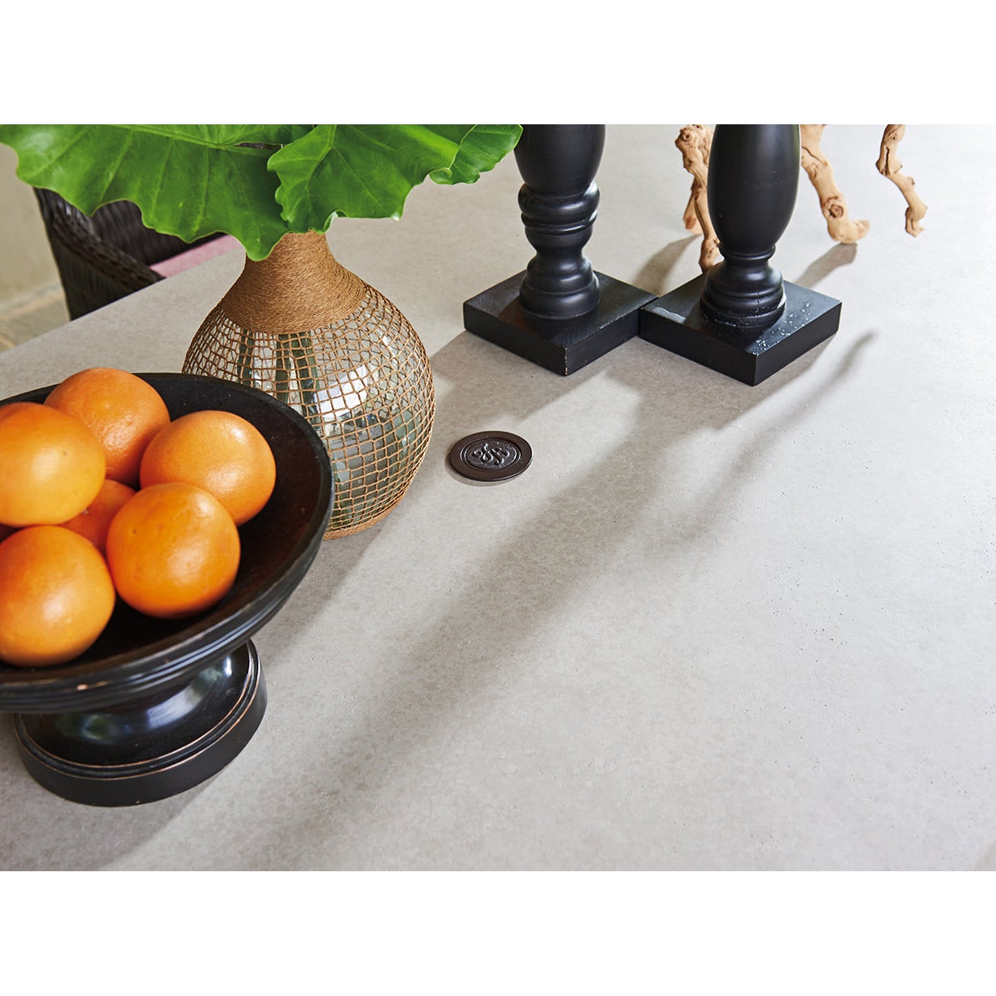 003 SR-836664 | Additional Silo | Cypress Point Ocean Terrace Dining Table With Weatherstone Top by Tommy Bahama Outdoor in limestone. Made from unique in a modern style.