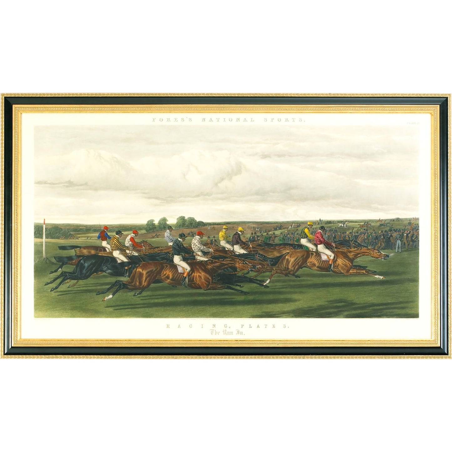 001 SR-382665 | Primary Silo | Fores Racing-Run in by Chelsea House in black and gold frame. Made from hand colored engraving in a traditional style.