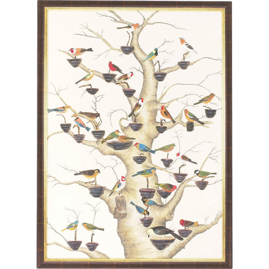001 SR-384083 | Primary Silo | The Aviary by Chelsea House in antique gold and brown frame. Made from water color on silk in a modern style.