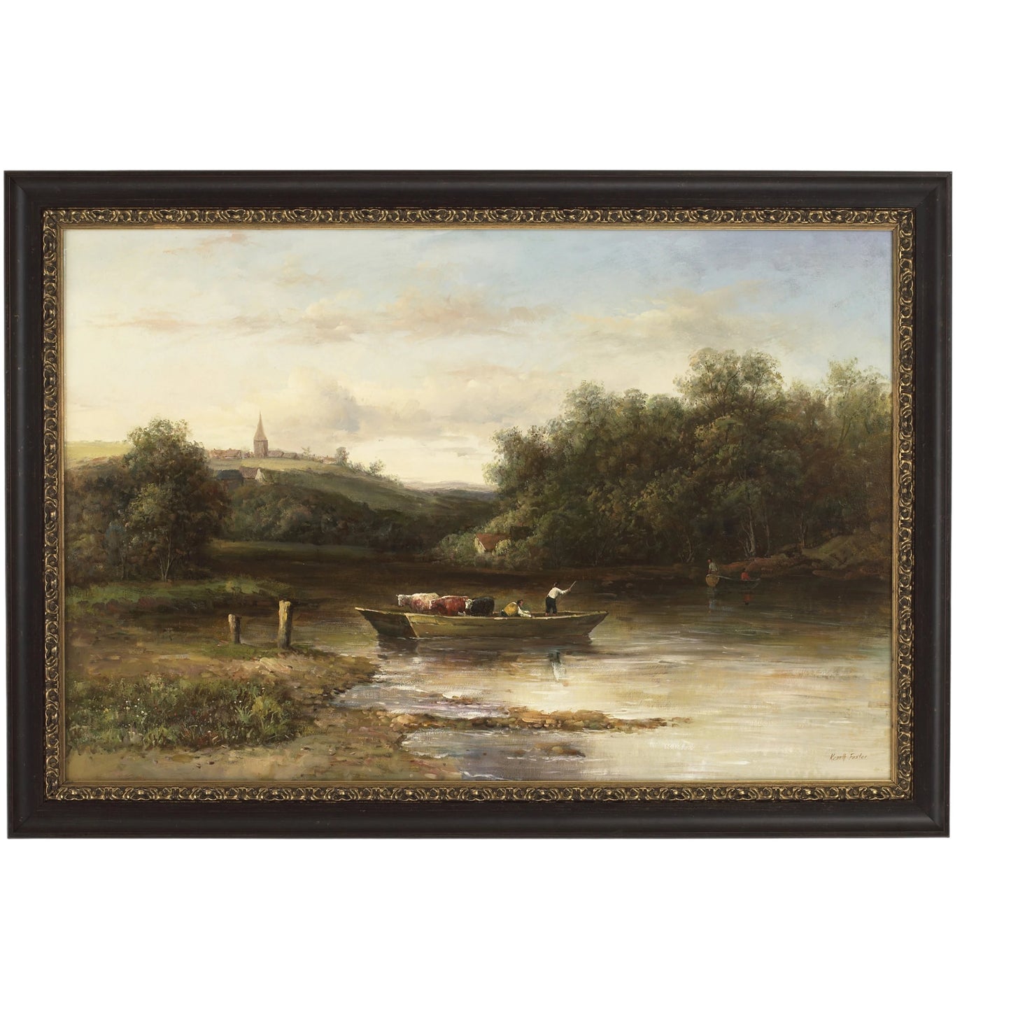 001 SR-383742 | Primary Silo | Riverboat by Chelsea House in black and gold frame. Made from hand painted oil in a traditional style.
