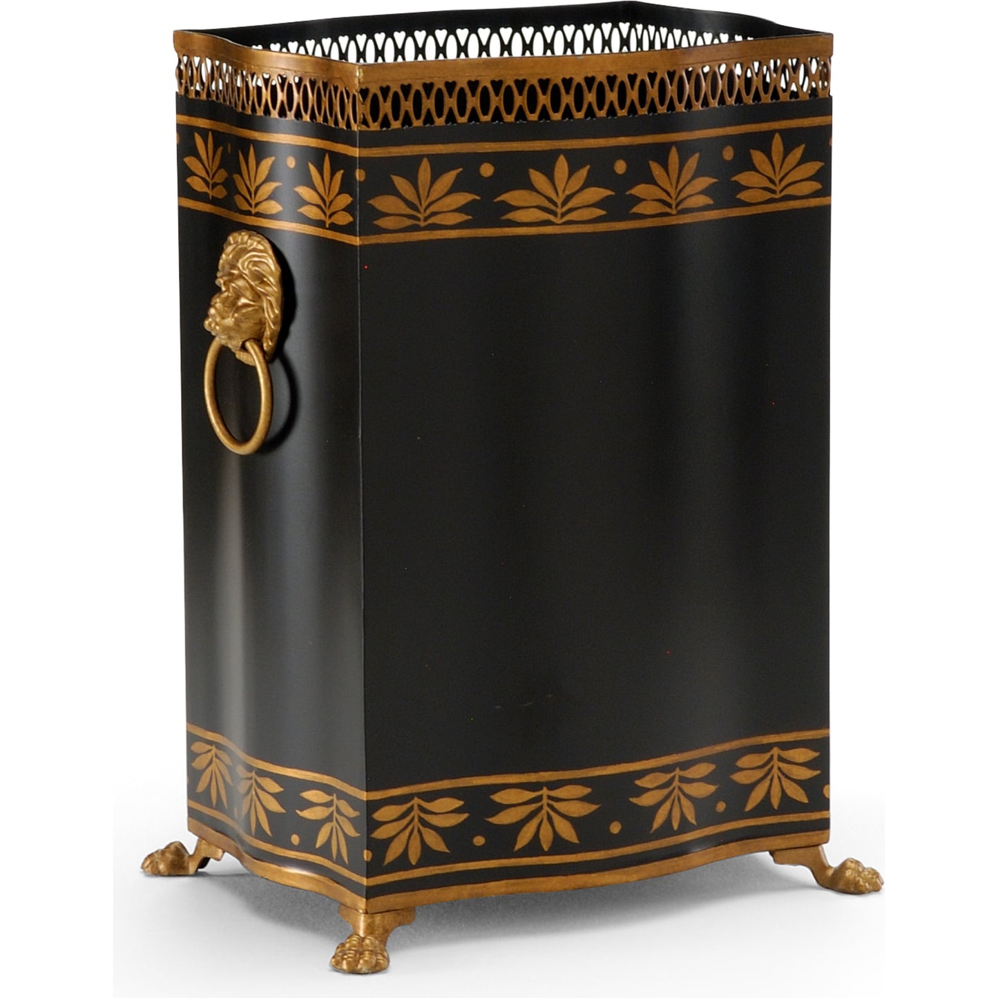 001 SR-382215 | Additional Silo | Carlton Wastebasket by Chelsea House in black, gold hand painted. Made from hand painted in a eclectic & global style.