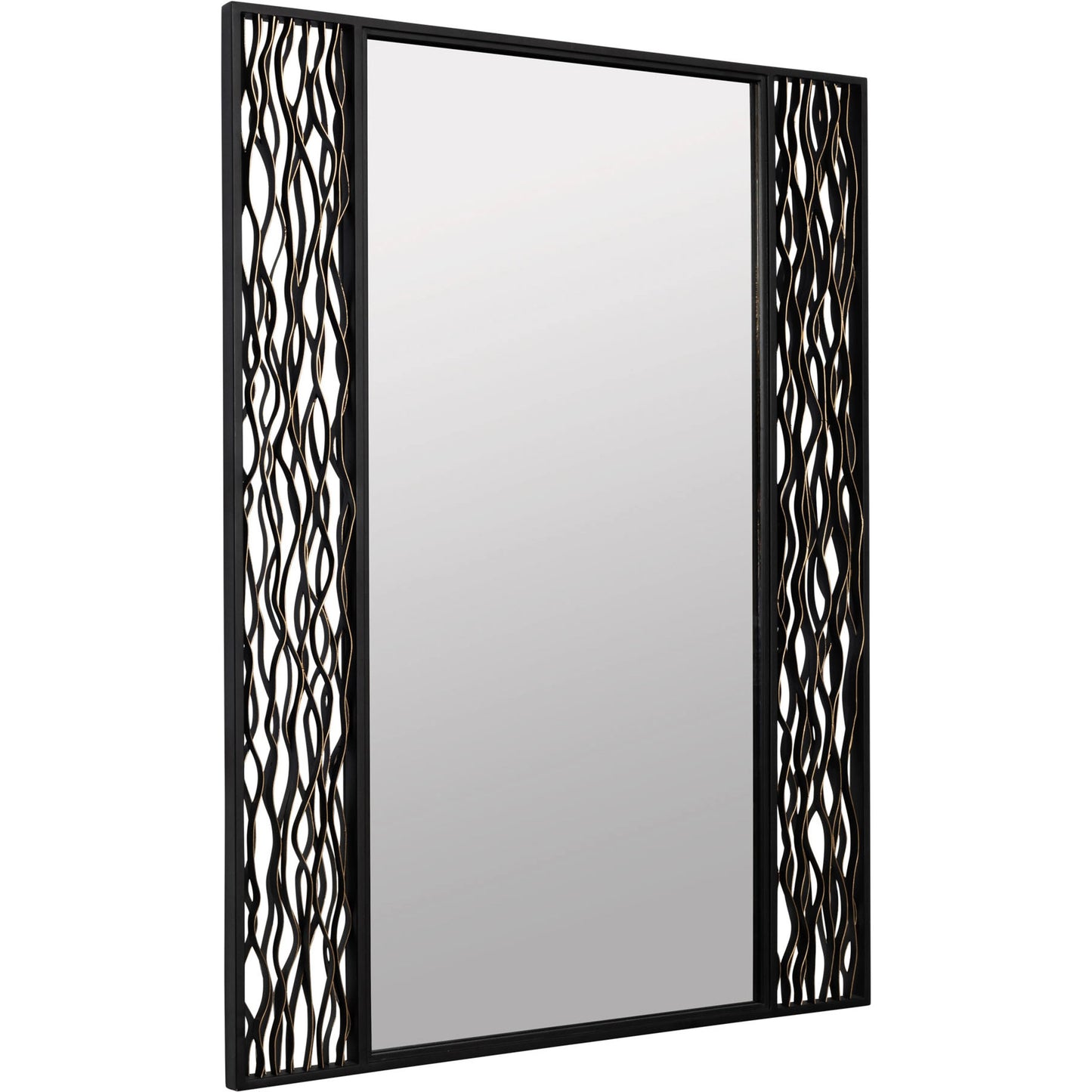 002 SI-2025830 | Additional Silo | Estela Rectangular Wall Mirror by Varaluz in matte black/french gold. Made from unique in a modern style.