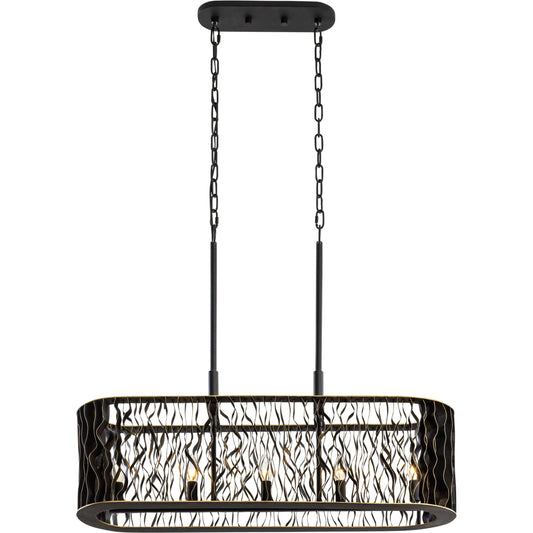 001 SI-1991379 | Primary Silo | Estela Linear Pendant by Varaluz in matte black/french gold. Made from unique in a modern style.