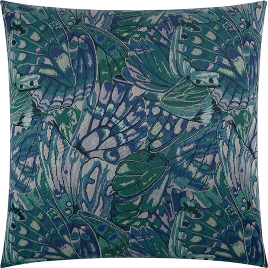 Farfalla Pillow by DV Kap Home in blue. Made from 24% polyester, 76% rayon in a modern style.