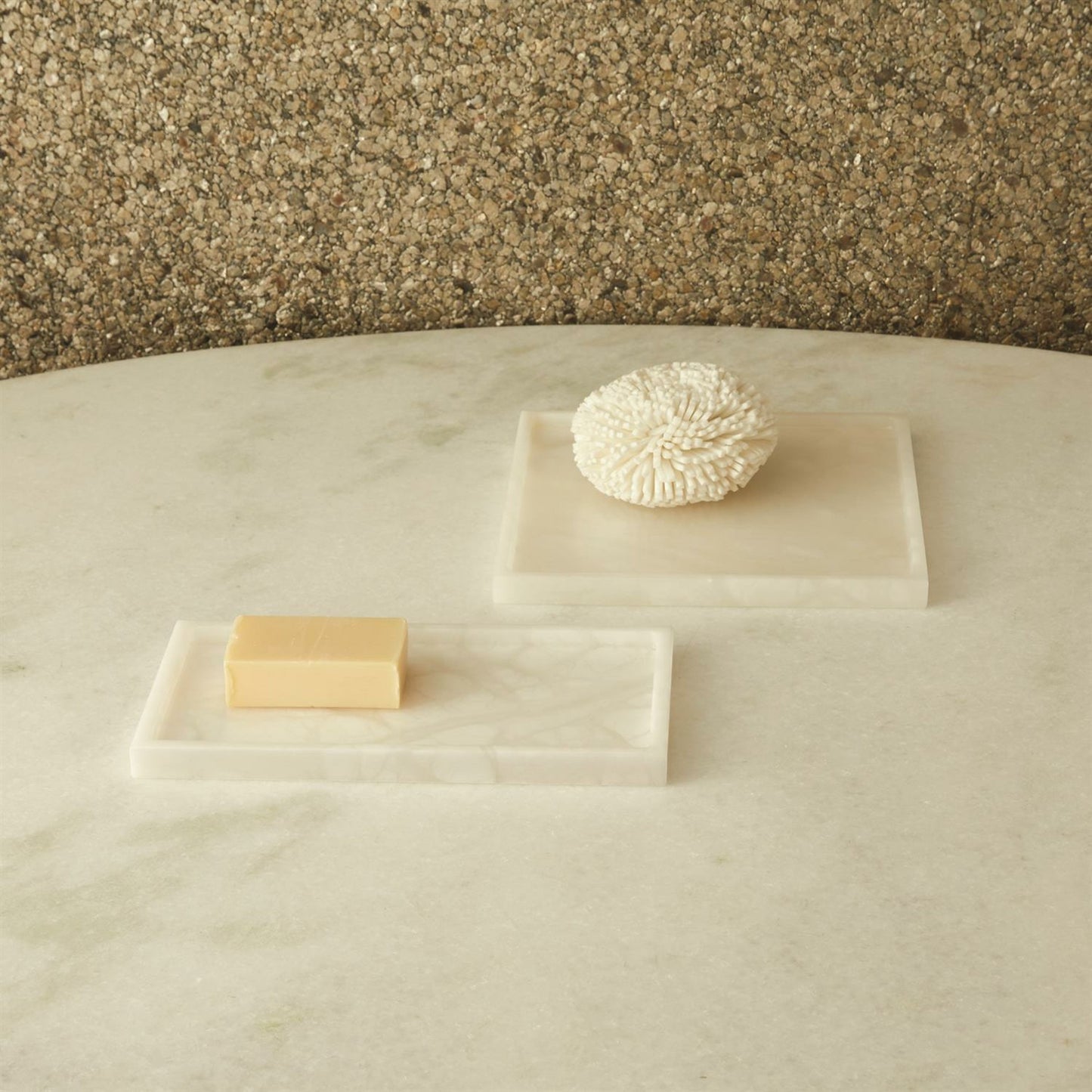 004 SR-891206 | Lifestyle | Alabaster Rectangular Plateau by Global Views. Made from alabaster in a modern style.
