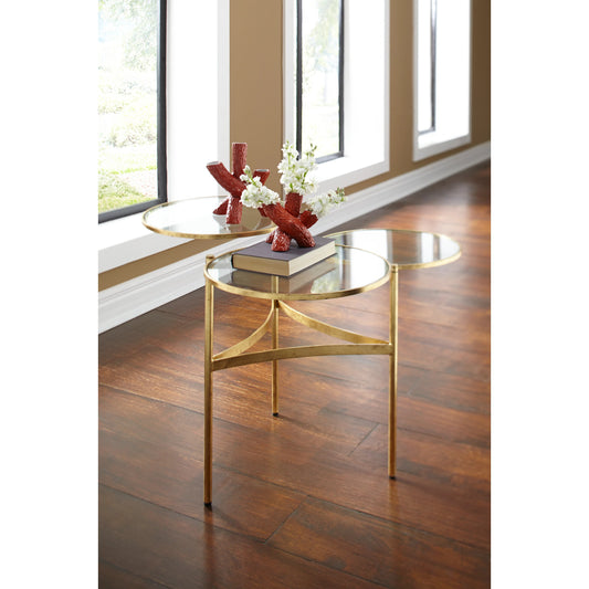 Bristol Coffee Table by Chelsea House in gold, clear. Made from hand made, finished iron in a modern style.