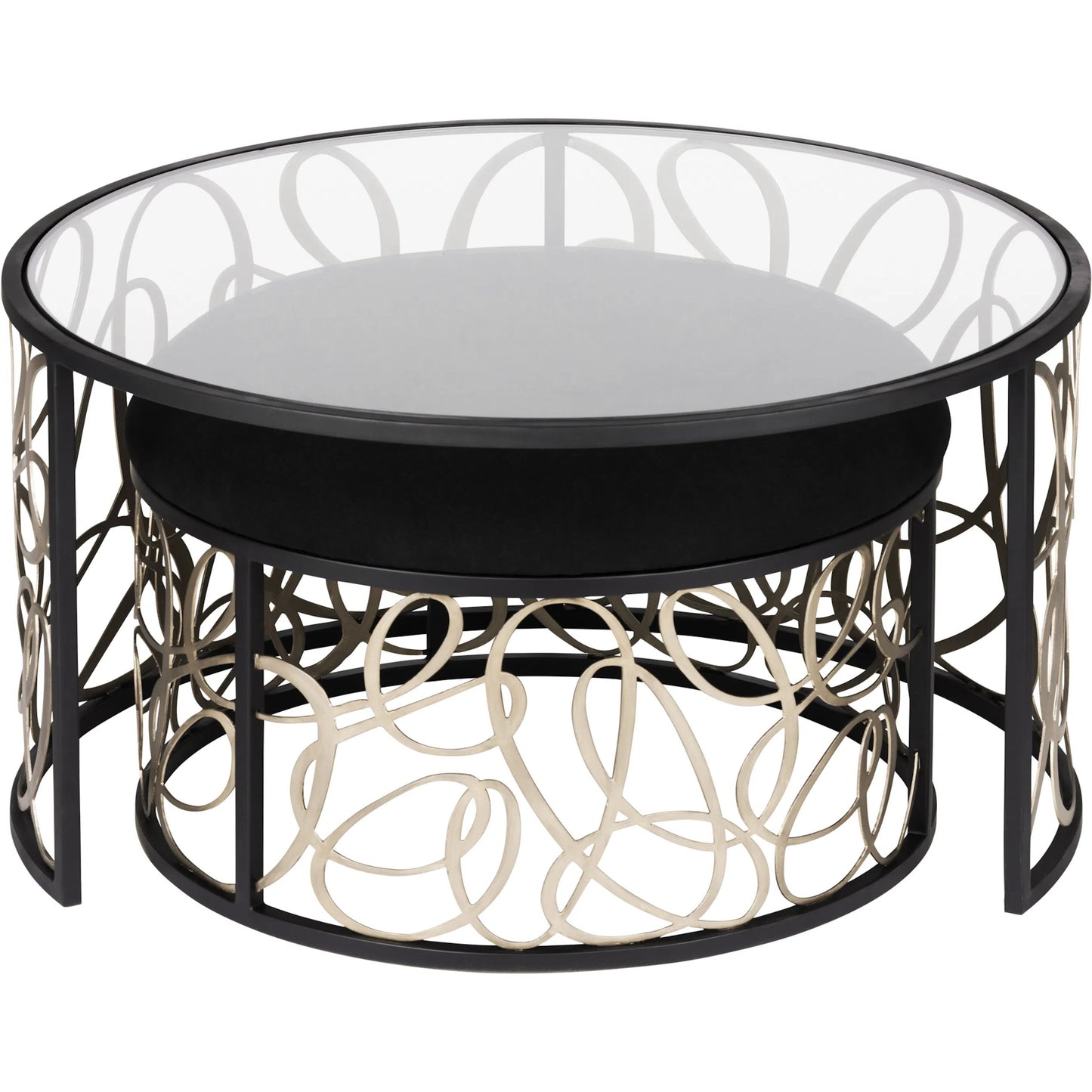 003 SI-2332143 | Additional Silo | Scribble Nesting Table and Ottoman by Varaluz in matte black, artifact. Made from unique in a modern style.