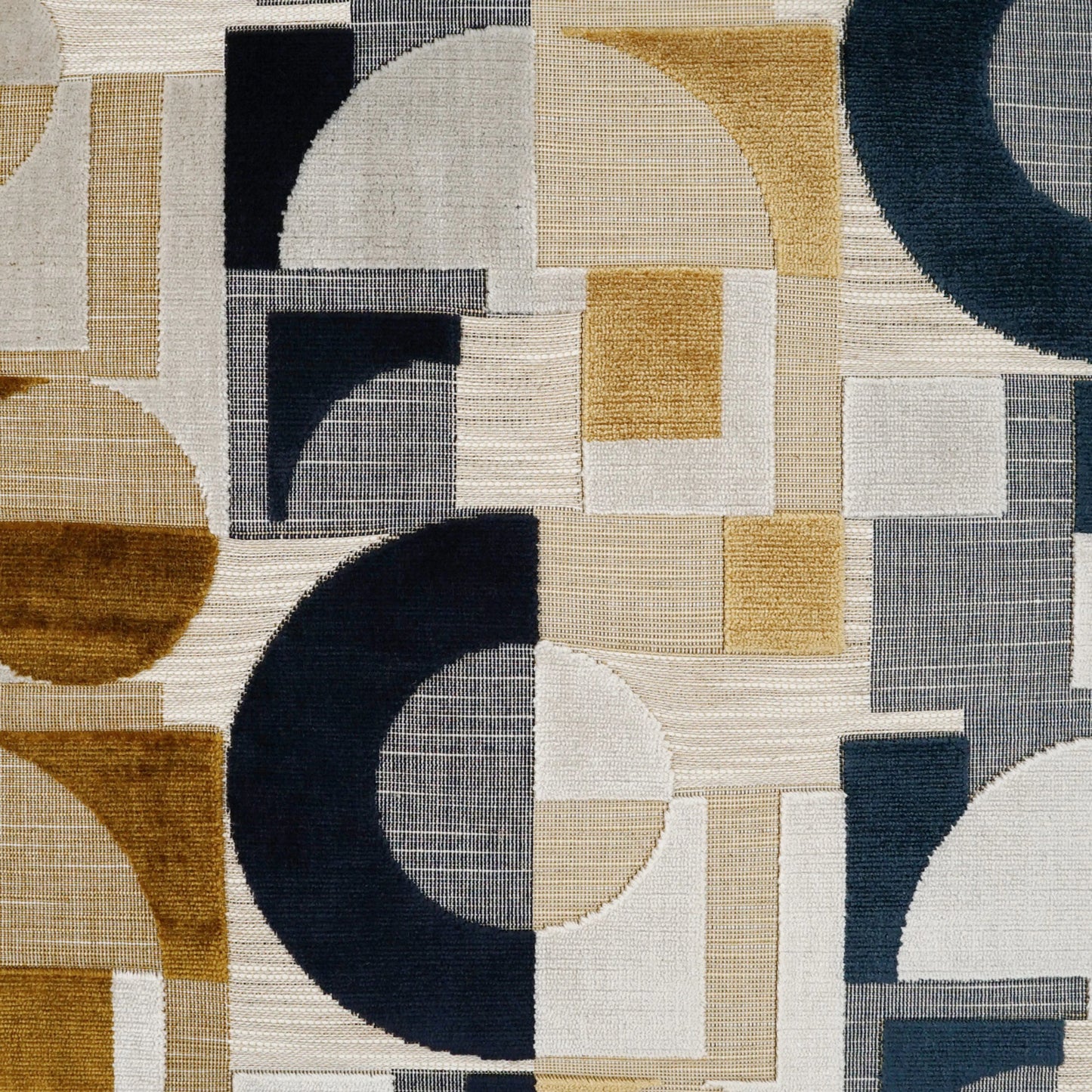 002 SI-2028590 | Closeup | Sandusky Throw Pillow by DV Kap Home in navy, gold. Made from 52% viscose, 23% polyester, 21% cotton, 4% linen in a modern style.