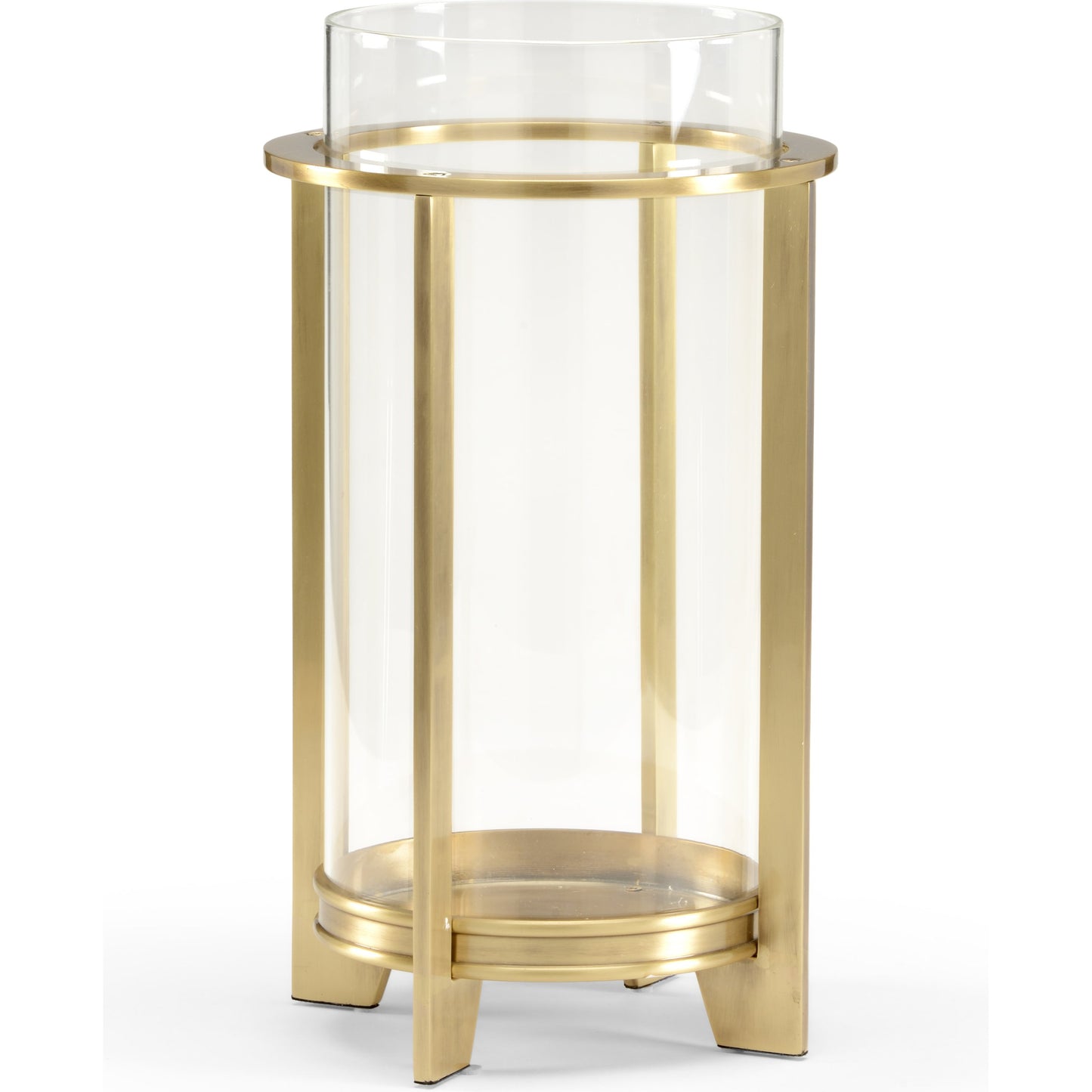 001 SR-382372 | Primary Silo | Cook Candleholder by Chelsea House in hand antiqued, clear. Made from brass with crystal hurricane shade in a transitional style.