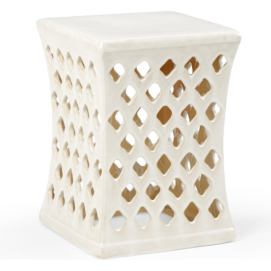 Merideth Garden Seat by Chelsea House in white glaze. Made from unique in a transitional style.