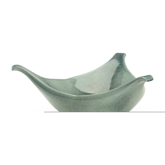 Tri Handle Bowl by Chelsea House in green glaze. Made from green glaze in a coastal style.