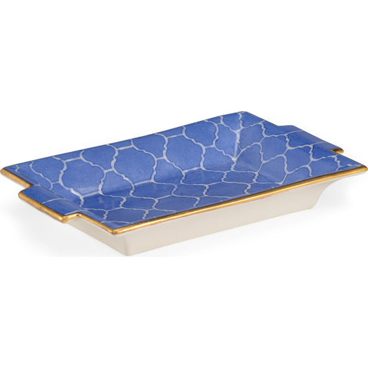 Royal Tray by Chelsea House in sky blue, white glaze. Made from sky blue, white glazes - gold trim in a transitional style.