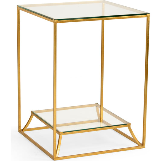 001 SR-382566 | Primary Silo | Elgin Table by Chelsea House in antique gold leaf, clear, plain. Made from antiqued gold leaf finish in a transitional style.