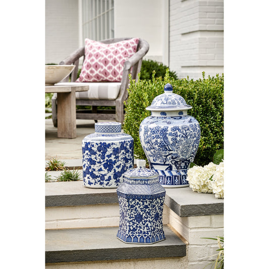 Tower Vase by Chelsea House in hand painted. Made from blue on white - hand painted in a eclectic & global style.