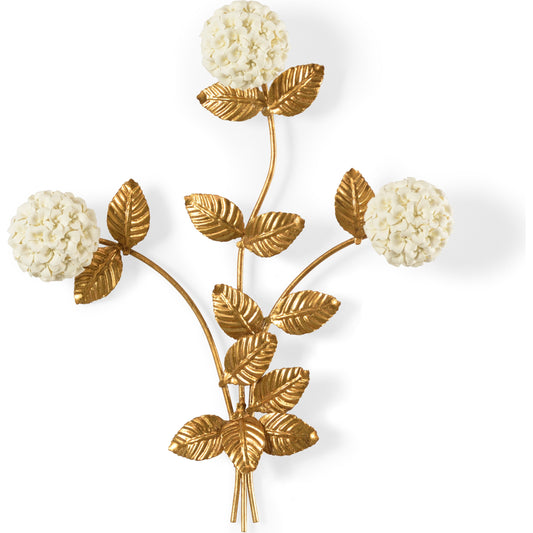 001 SR-382998 | Primary Silo | Hydrangia by Chelsea House in cream, antique gold leaf. Made from porcelain in a transitional style.