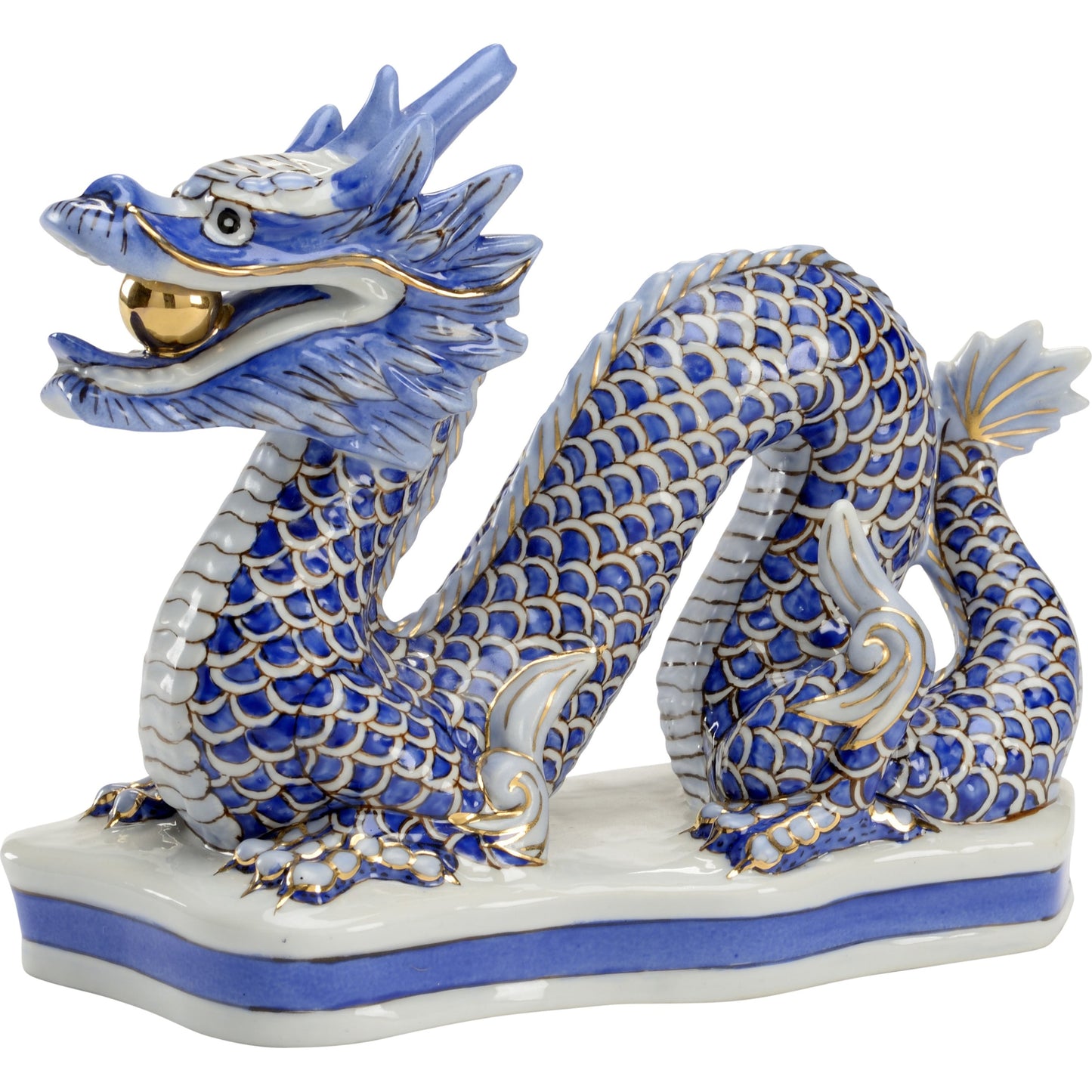 001 SR-382071 | Additional Silo | Blue Dragon by Chelsea House in blue, off white, metallic gold. Made from porcelain in a eclectic & global style.