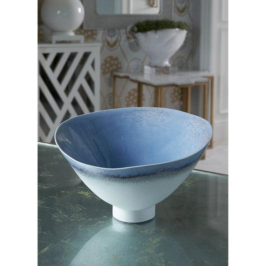 San Antonio Bowl by Chelsea House in off white, blue, purple glaze. Made from ceramic in a coastal style.