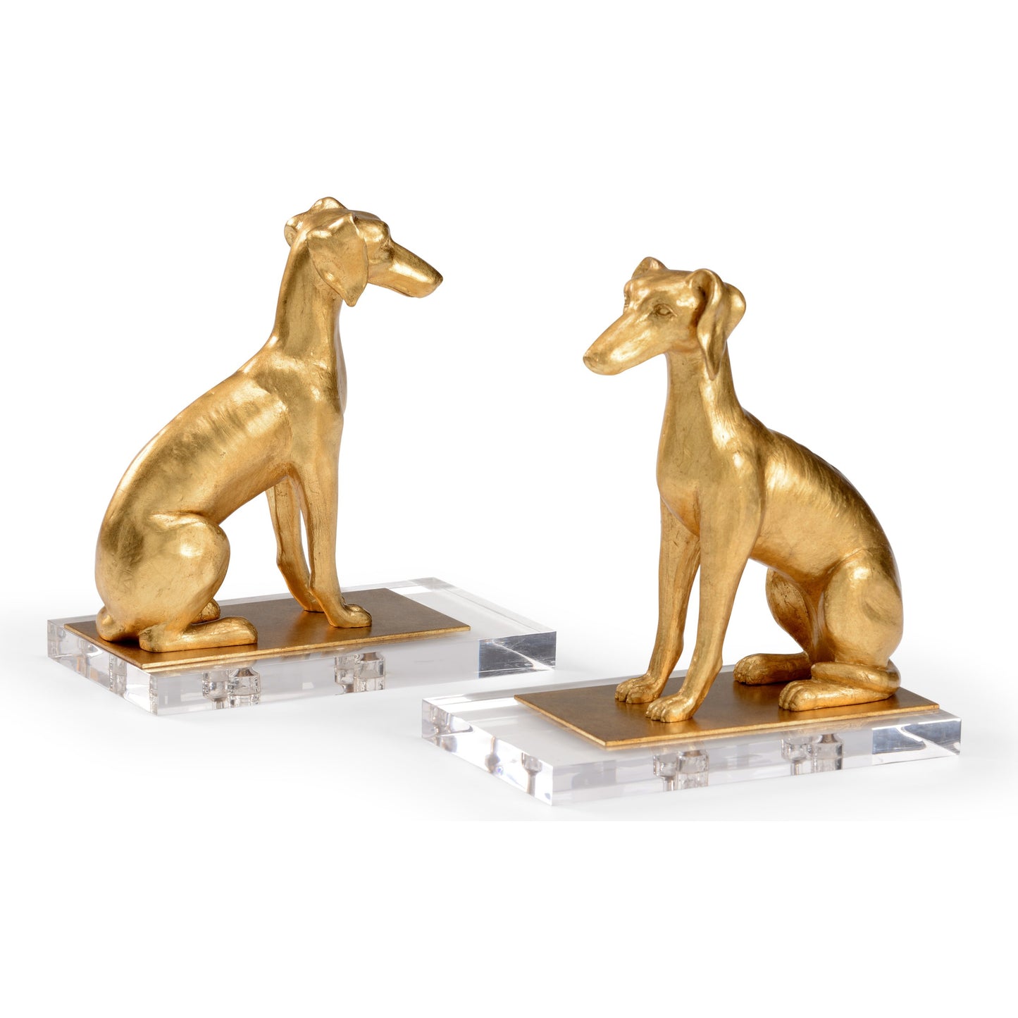 001 SR-382649 | Additional Silo | Flossie Bookends (Set of 2) by Chelsea House in antique gold leaf, clear. Made from resin in a traditional style.