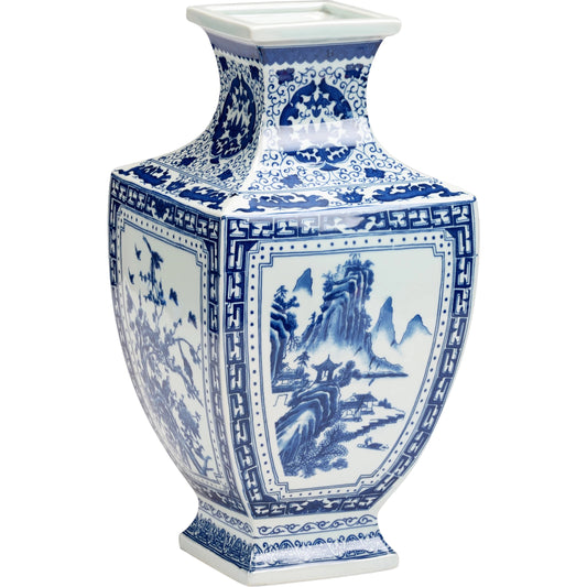 001 SR-383296 | Primary Silo | Ming Vase in Panel by Chelsea House in blue, white glaze. Made from ceramic in a eclectic & global style.