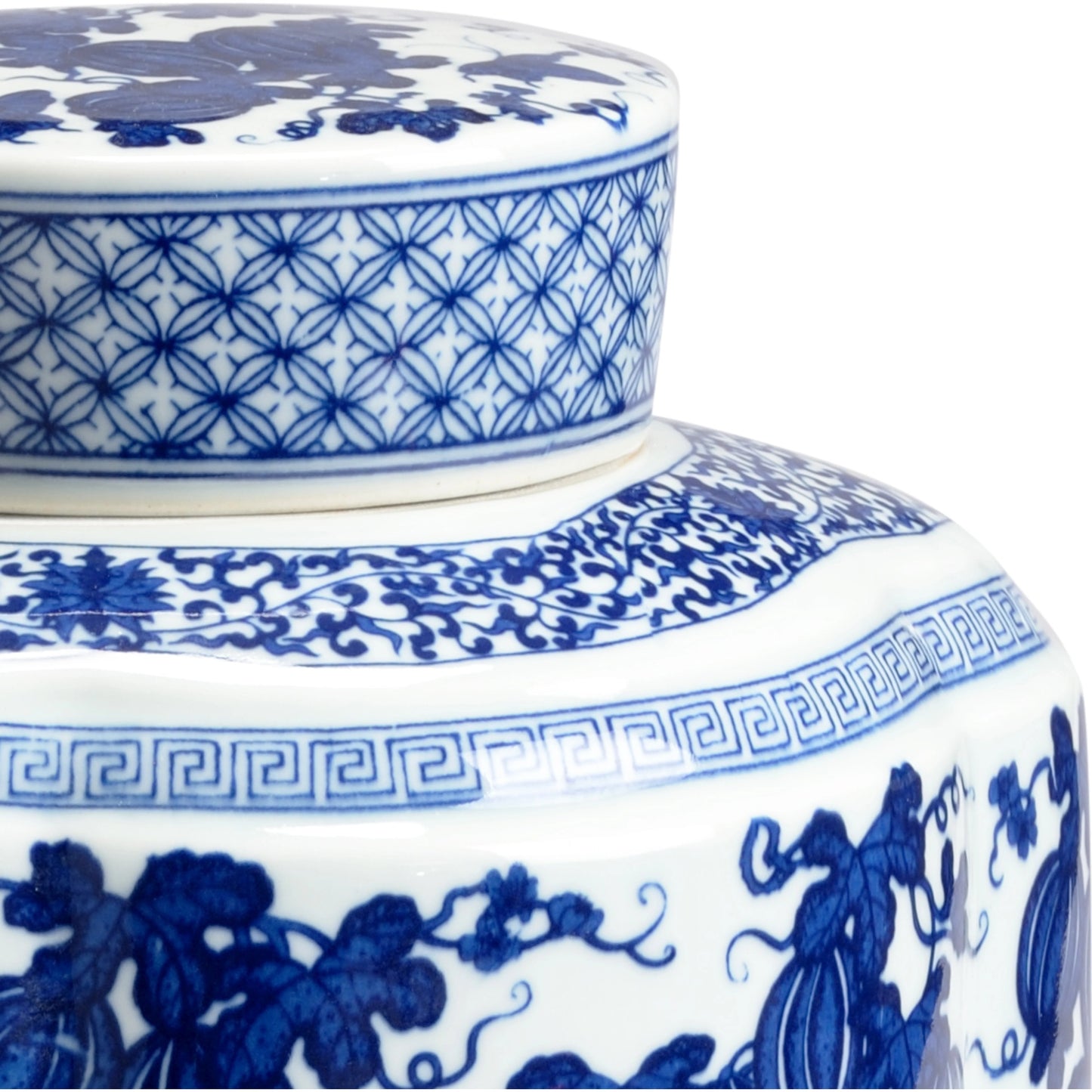 002 SR-384048 | Additional Silo | Tang Covered Vase by Chelsea House in blue, white glaze. Made from ceramic in a eclectic & global style.