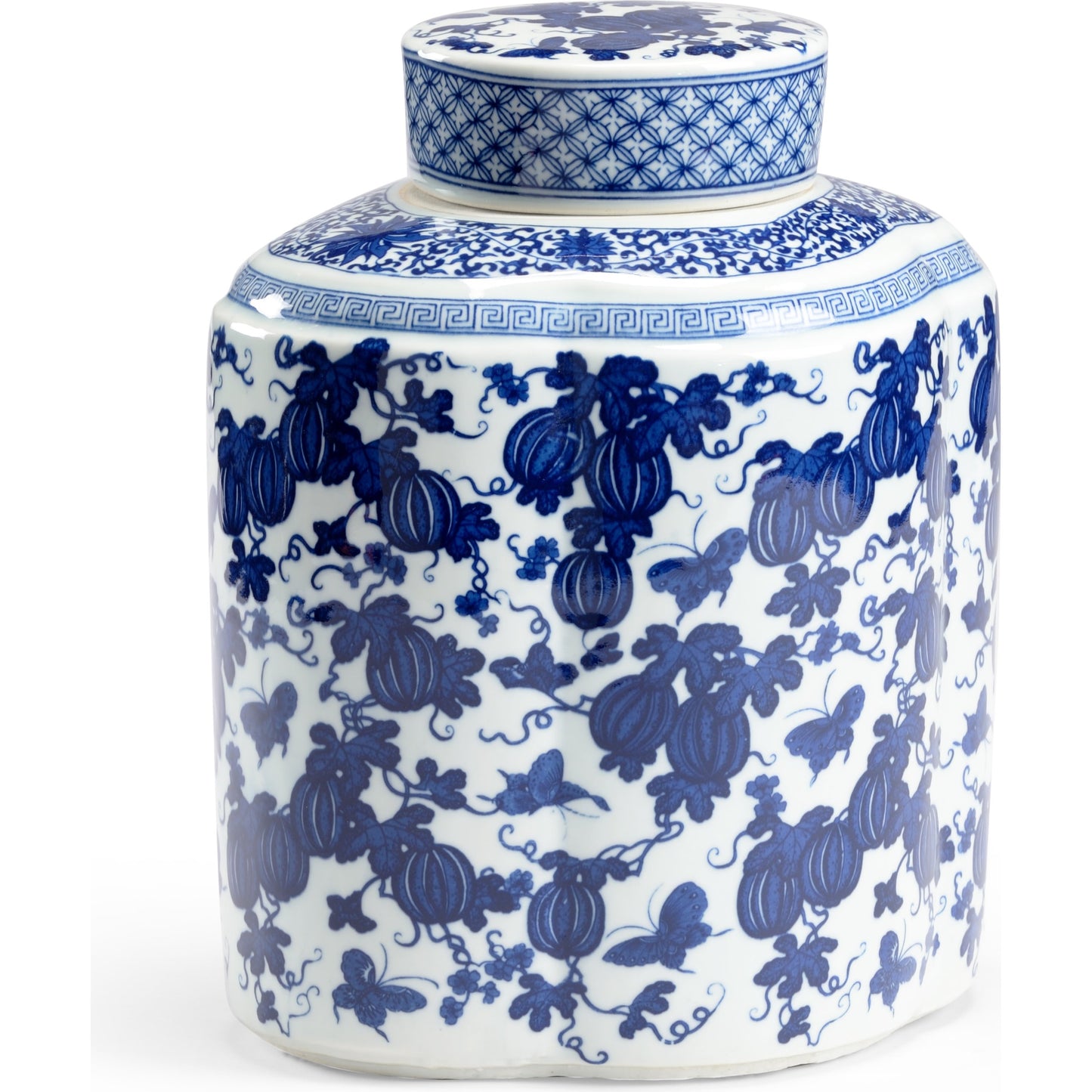 001 SR-384048 | Additional Silo | Tang Covered Vase by Chelsea House in blue, white glaze. Made from ceramic in a eclectic & global style.