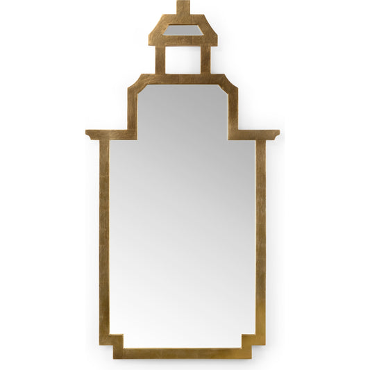 Pagoda Mirror by Chelsea House in antique gold leaf, plain. Made from wood, mirror in a eclectic & global style.
