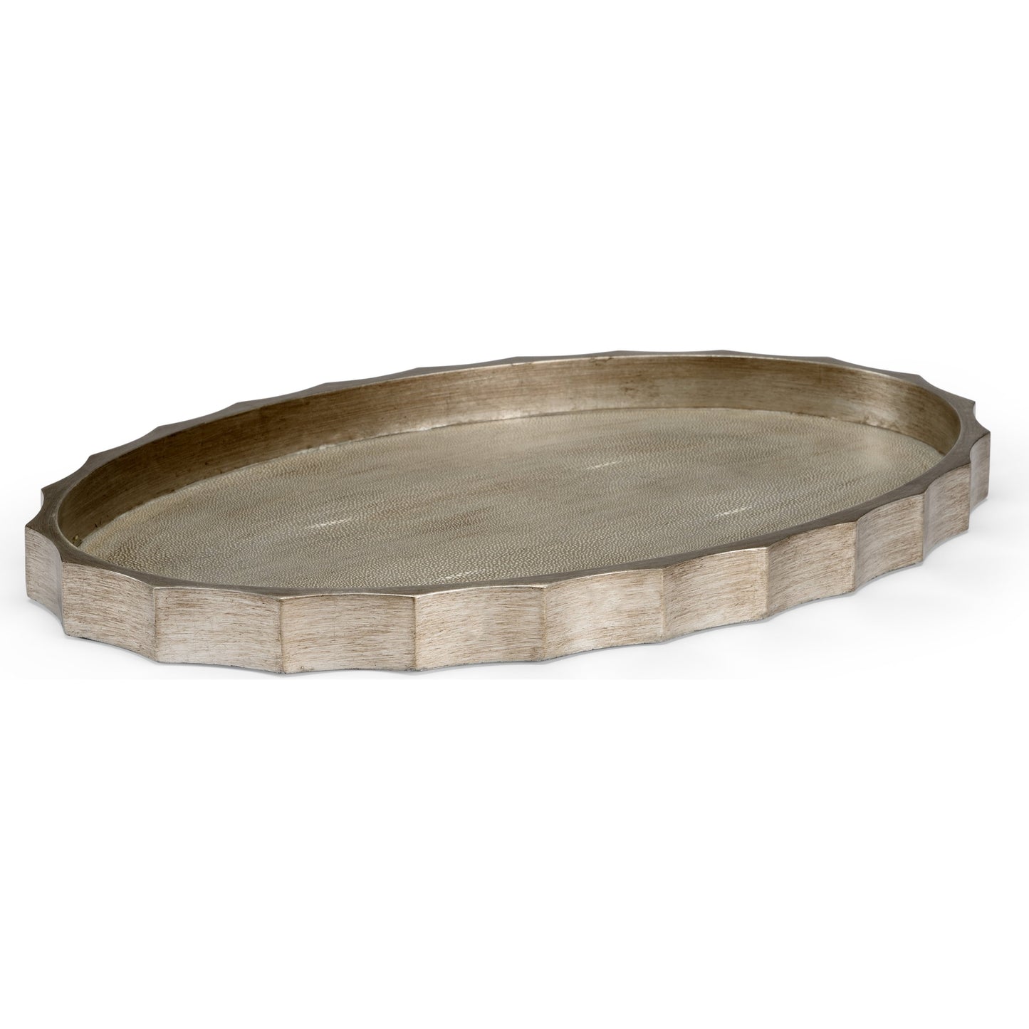 001 SR-382539 | Additional Silo | Eclipse Tray by Chelsea House in antique silver leaf, gray. Made from wood, shagreen in a transitional style.