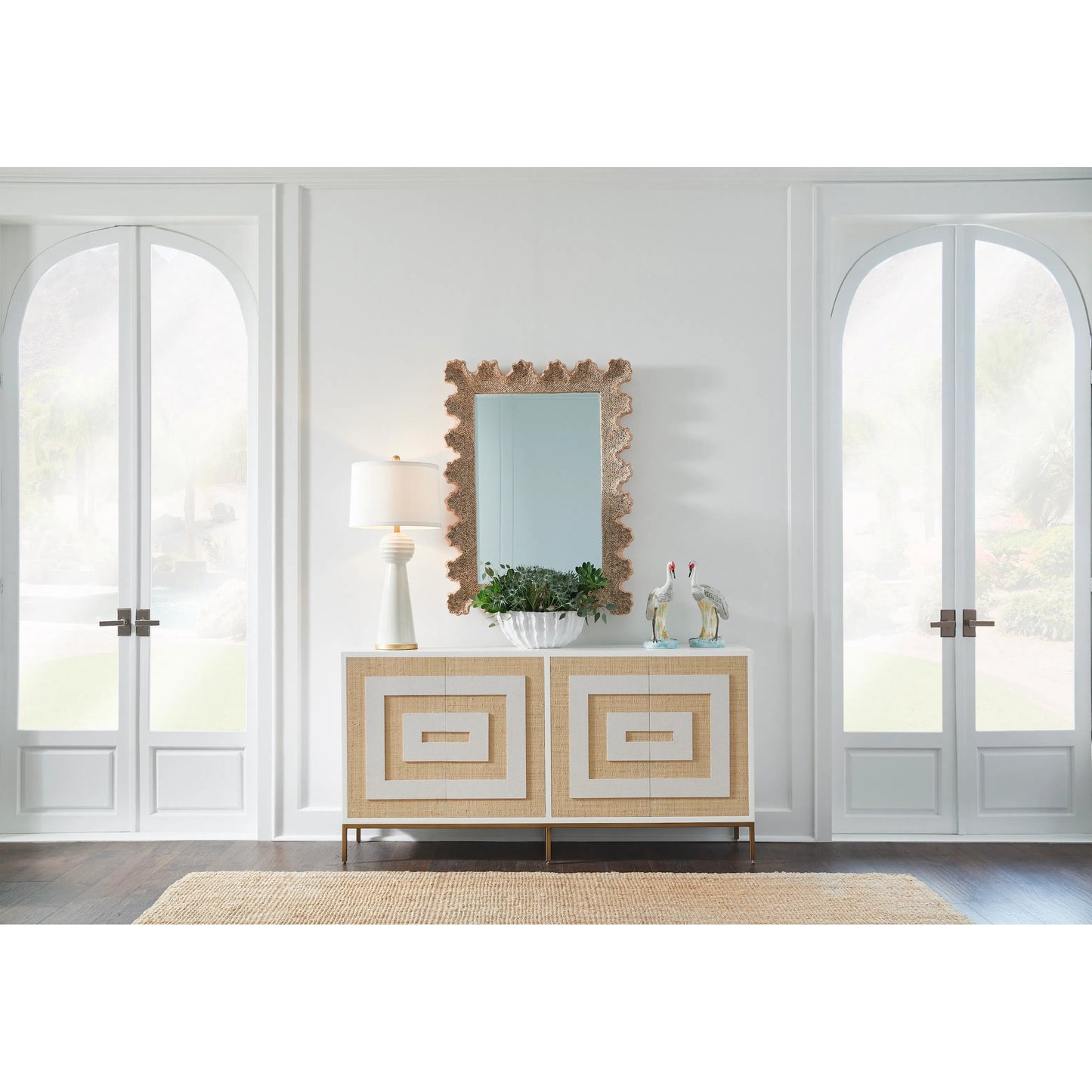 003 SR-383838 | Lifestyle | Scalloped Shell Mirror by Chelsea House in natural nassa, clear. Made from shells, mirror in a transitional style.