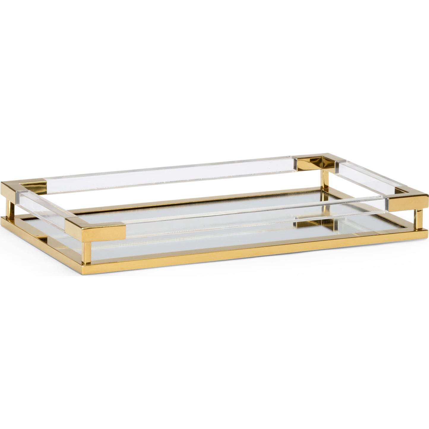 001 SR-381845 | Primary Silo | Acrylic Handle Tray by Chelsea House in clear, antique brass. Made from crystal, iron in a transitional style.