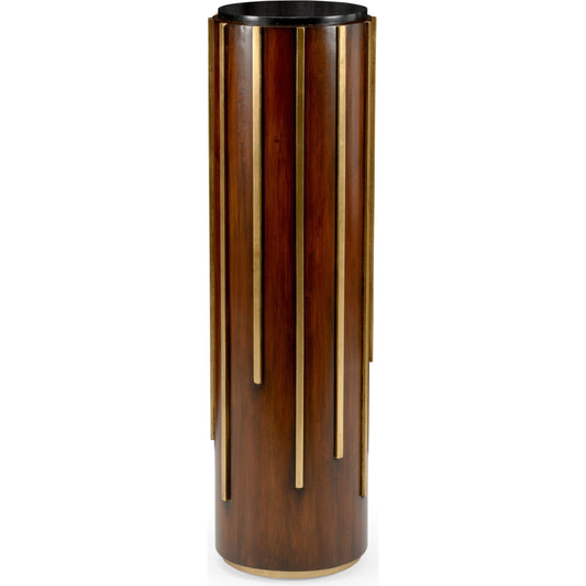 001 SR-382527 | Primary Silo | Drip Drop Pedestal by Chelsea House in brown, antique gold, natural black. Made from wood, metal, marble in a modern style.