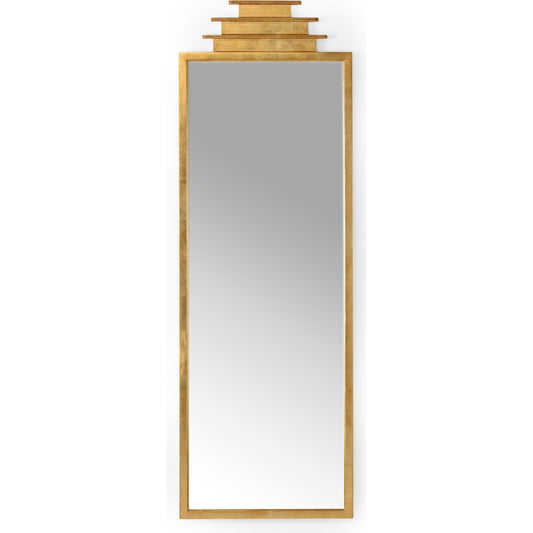 001 SR-782624 | Primary Silo | Temple Mirror by Chelsea House in antique gold leaf, plain. Made from metal, mirror in a eclectic & global style.
