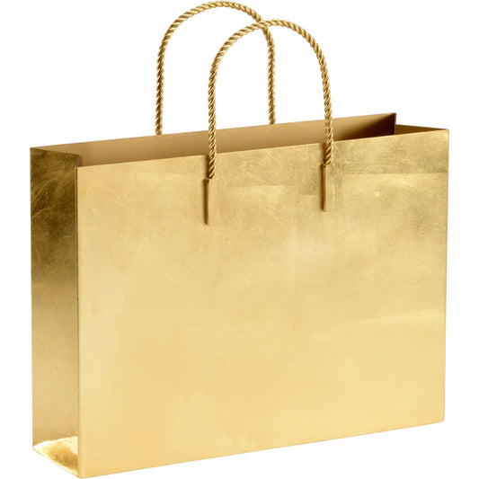 Chic Tote Magazine Rack by Chelsea House in antique gold leaf. Made from metal in a modern style.