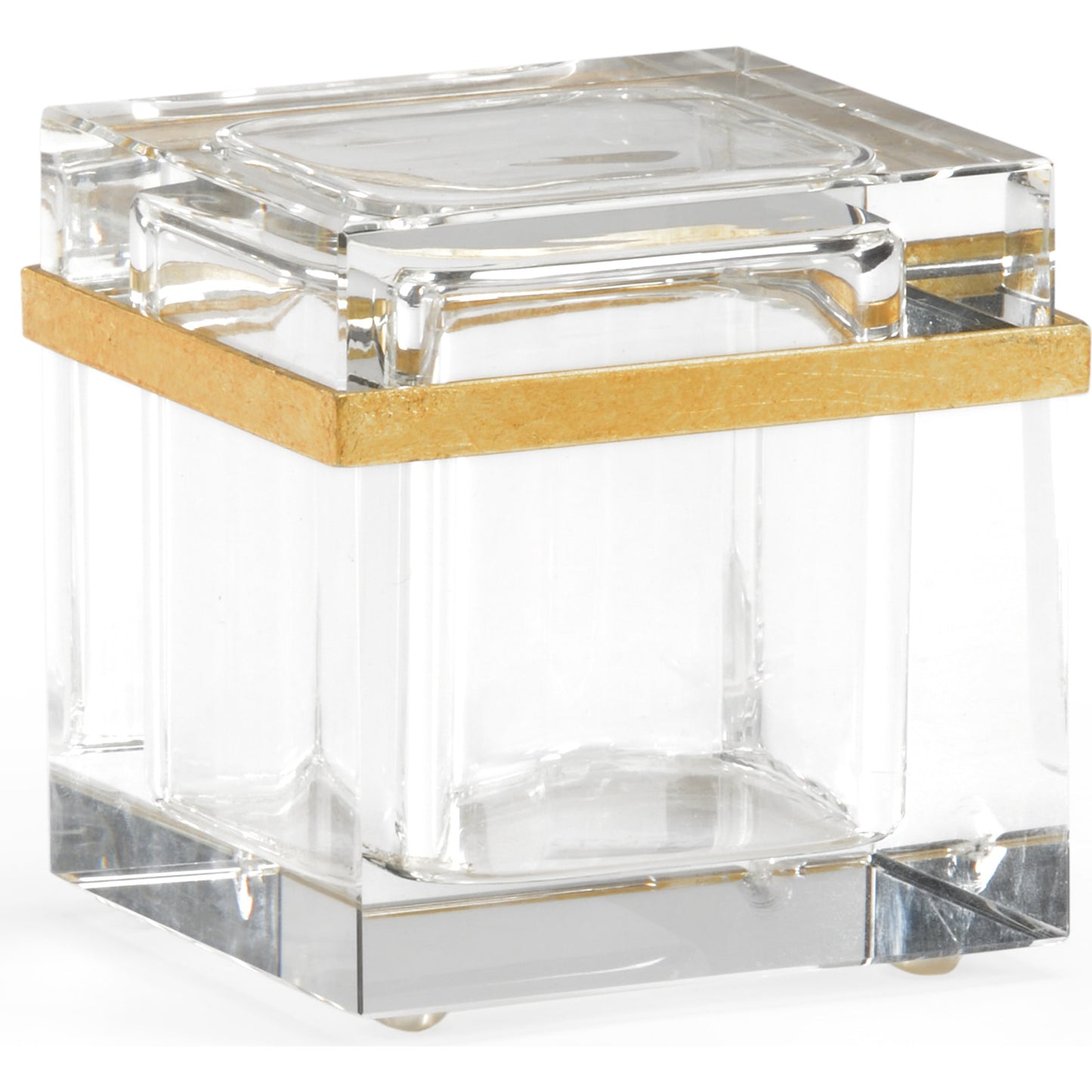 001 SR-782467 | Additional Silo | Crystal Square Jewel Box by Chelsea House in clear, antique gold leaf. Made from crystal, metal in a transitional style.