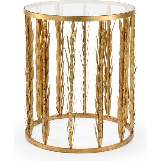 Laurel Entry Table by Chelsea House in gold. Made from metal, glass in a eclectic & global style.