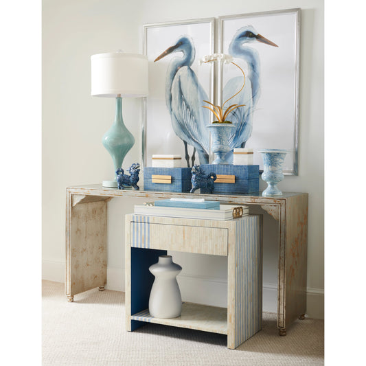 Cherry Blossom Console by Chelsea House in antique silver leaf, clear. Made from wood, glass in a transitional style.