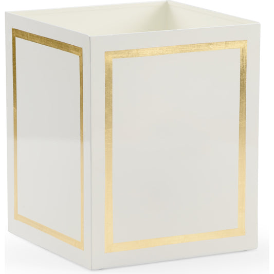 001 SR-836942 | Primary Silo | Ibiza Wastebasket by Chelsea House in cream, metallic gold. Made from metal in a transitional style.