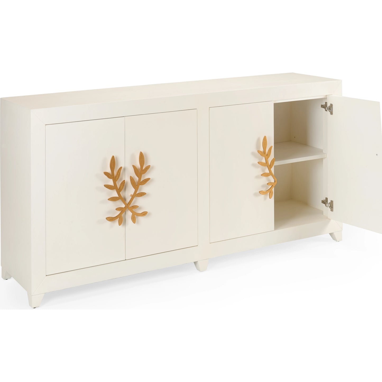 004 SR-782528 | Additional Silo | Longleaf Four Door Cabinet by Chelsea House in antique white, gold leaf. Made from wood, metal in a transitional style.