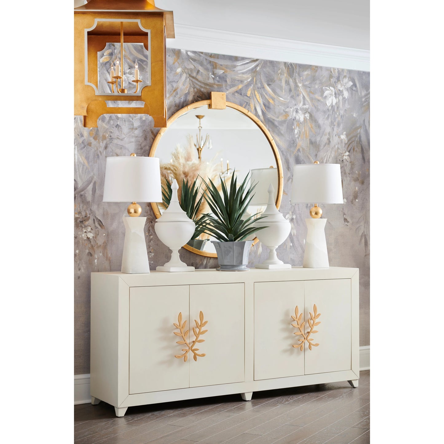 005 SR-782528 | Additional Silo | Longleaf Four Door Cabinet by Chelsea House in antique white, gold leaf. Made from wood, metal in a transitional style.