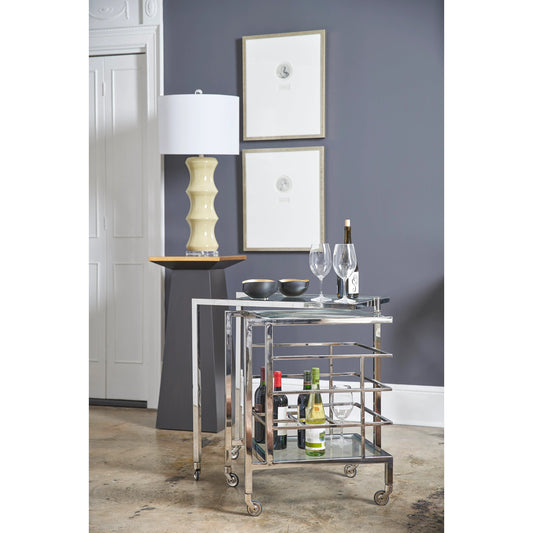 Rankin Bar Cart by Chelsea House in polished nickel, clear. Made from metal, glass in a modern style.