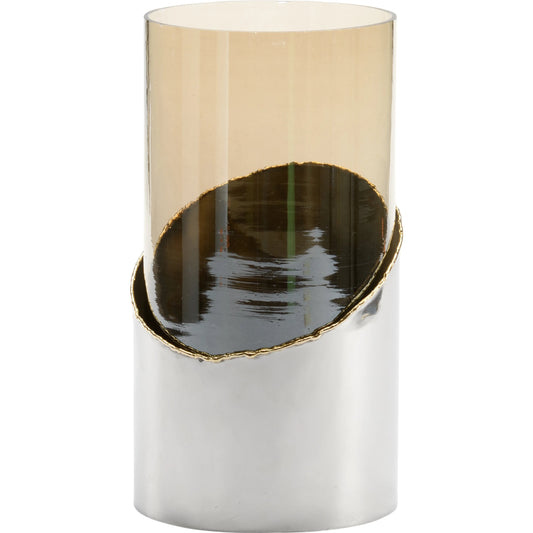 Zachery Hurricane by Chelsea House in amber, polished nickel, antique brass. Made from glass/aluminum in a modern style.