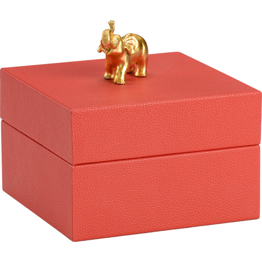 001 SI-2105269 | Primary Silo | Elephant Box by Chelsea House in red, metallic gold. Made from leatherette/composite in a modern style.