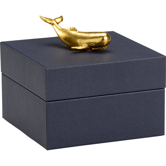 001 SI-2105272 | Primary Silo | William Whale Box by Chelsea House in navy, metallic gold. Made from leathette/composite in a coastal style.