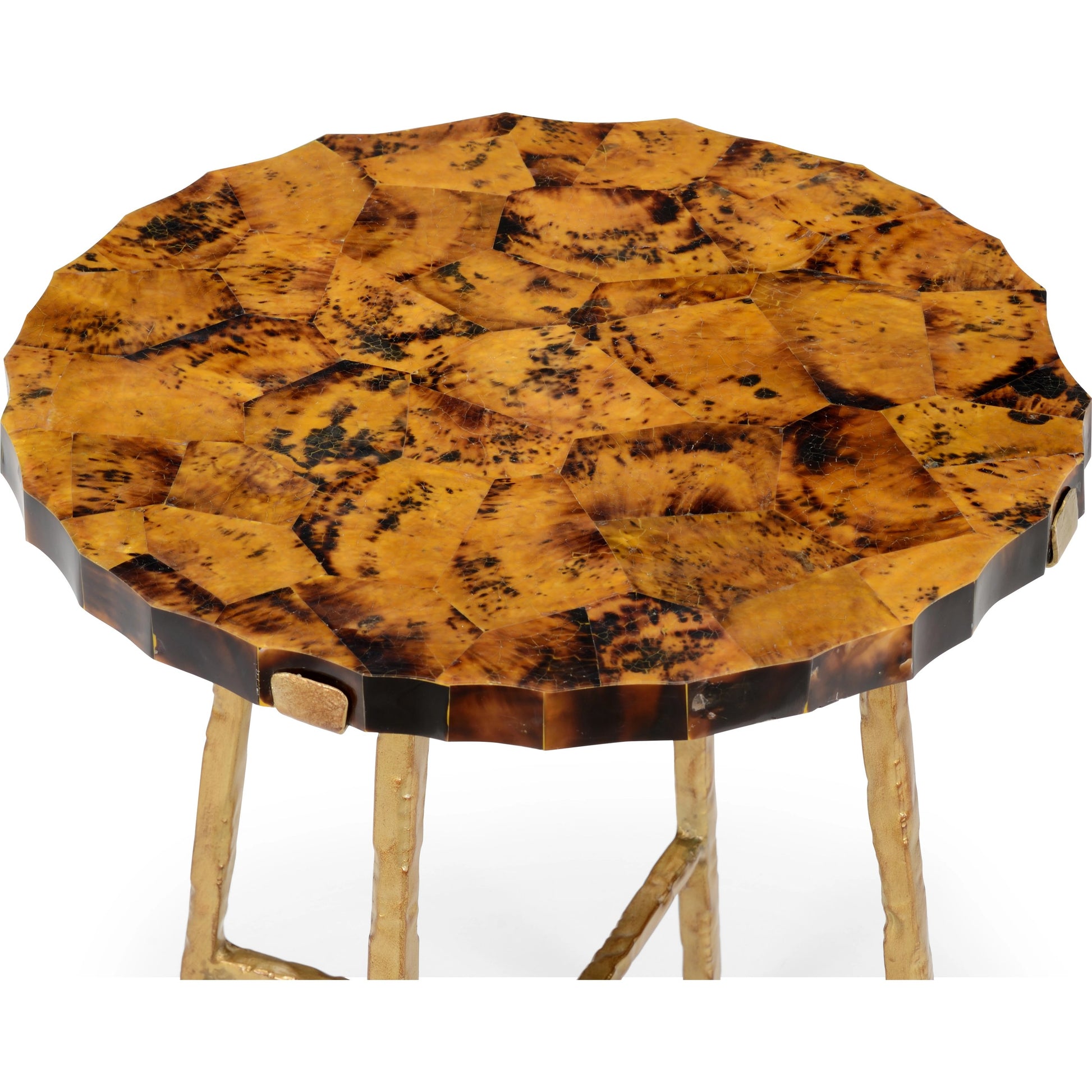 Brown Penshell Side Table by Chelsea House in natural brown, antique gold. Made from unique in a modern style.