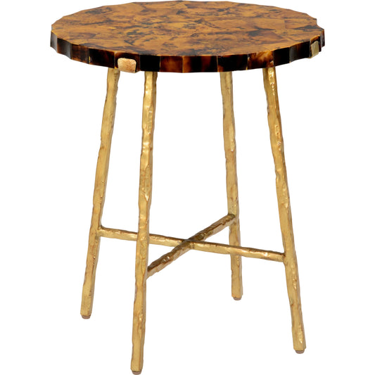 001 SI-2105337 | Primary Silo | Brown Penshell Side Table by Chelsea House in natural brown, antique gold. Made from unique in a modern style.