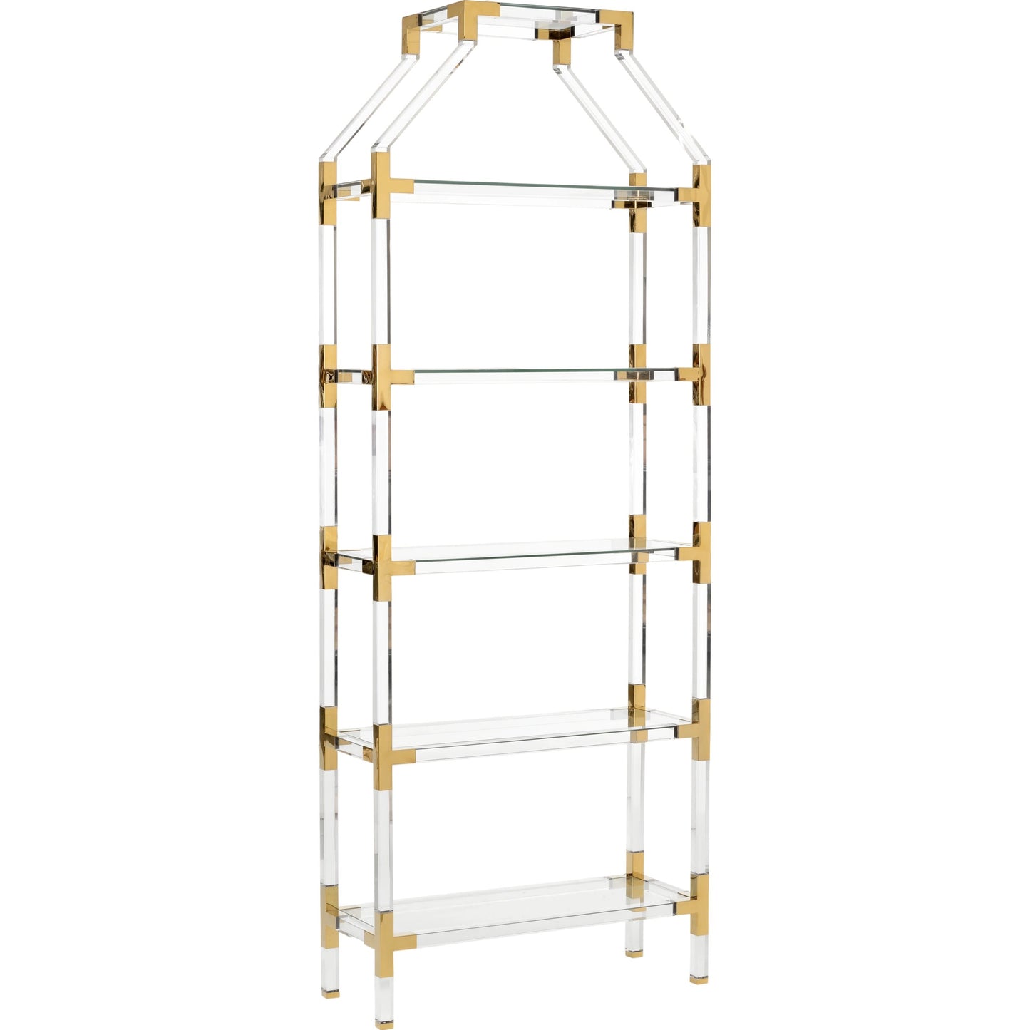 001 SI-2105347 | Primary Silo | Gainsboro Etagere by Chelsea House in clear, gold. Made from acrylic/tempered glass/steel in a modern style.