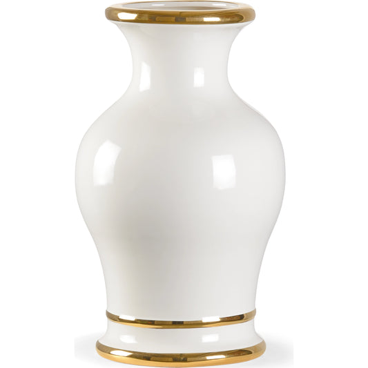 001 SI-2105352 | Primary Silo | Audrey Vase by Chelsea House in white glaze, metallic gold. Made from unique in a modern style.