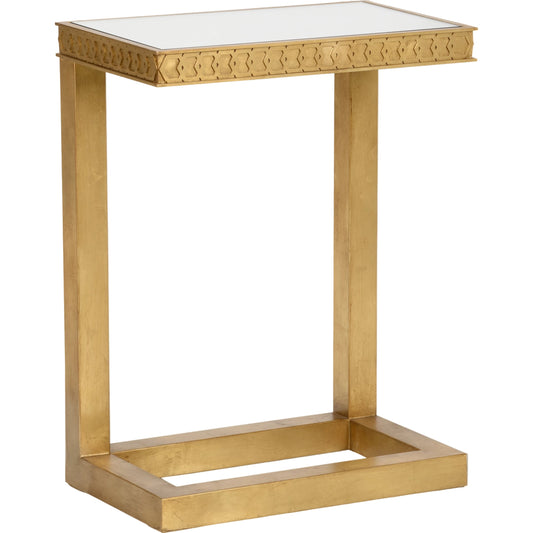 001 SI-2105353 | Primary Silo | Nemeth Cigar Table by Chelsea House in antique gold leaf. Made from iron/mirror in a transitional style.