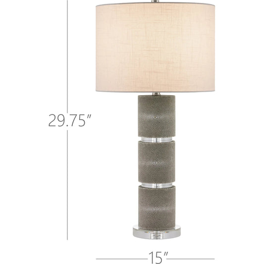 Lofitt Table Lamp by Currey and Company in gray, clear. Made from faux shagreen, crystal in a modern style.