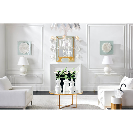 Banded Vase by Chelsea House in white glaze, antique gold leaf. Made from unique in a modern style.