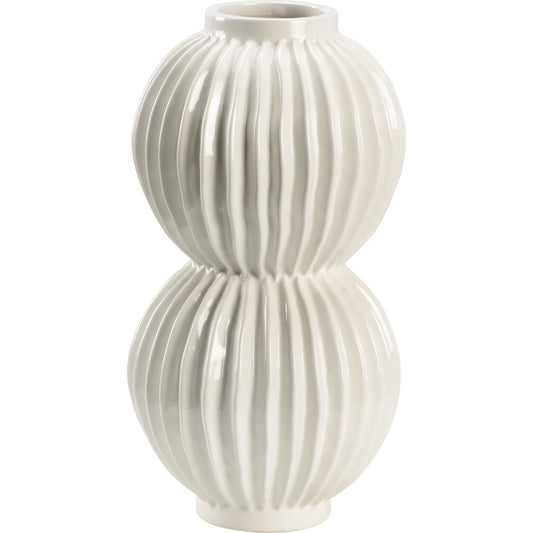 001 SI-2105415 | Primary Silo | Organic Disc Vase by Chelsea House in white glaze. Made from ceramic in a modern style.